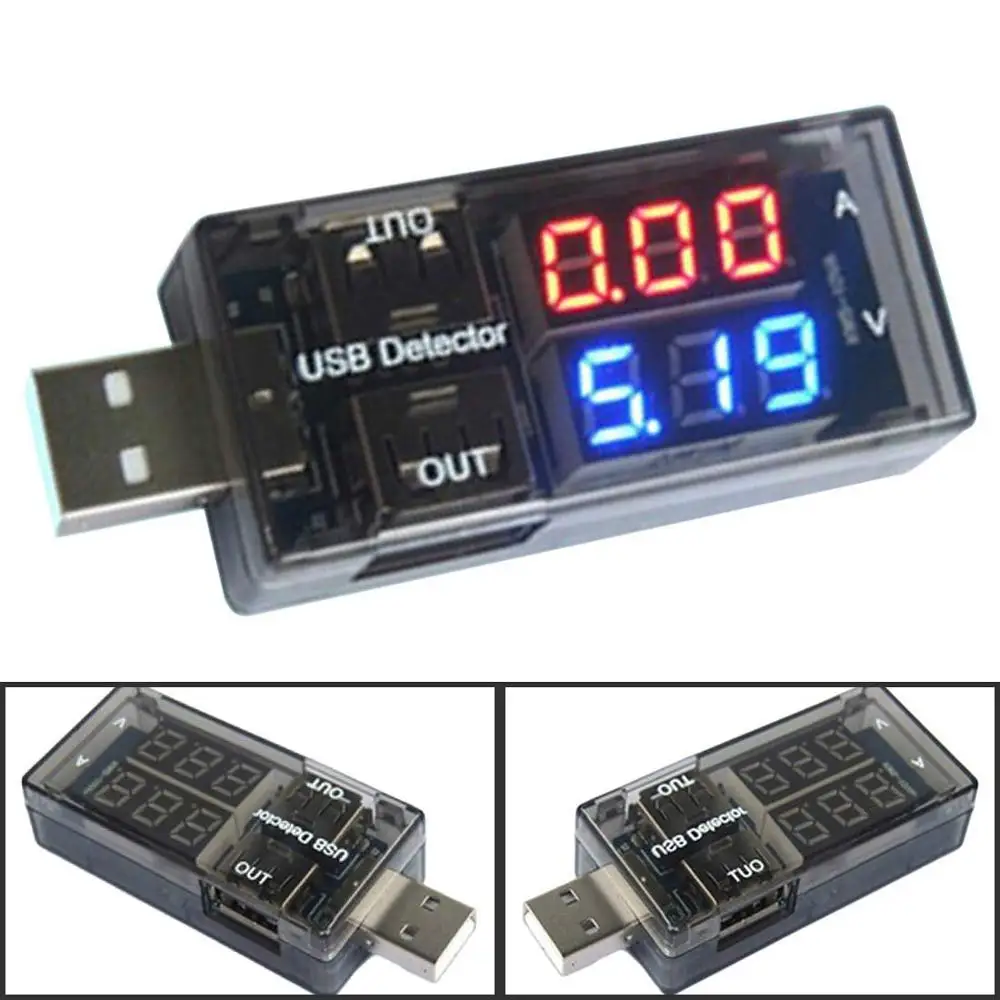 Светодиодный USB измеритель напряжения амперметр детектор двухрядный показывает