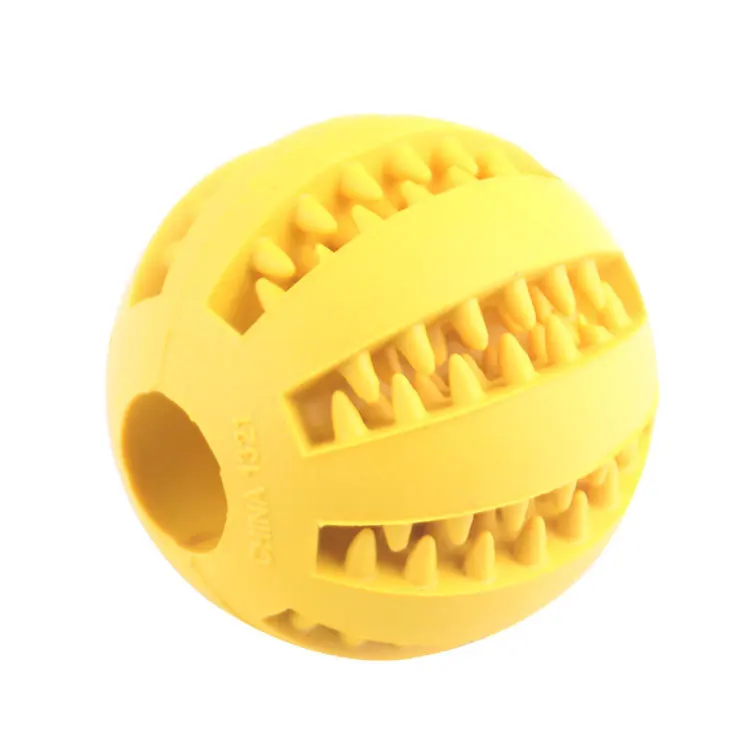 Yellow Мягкая собака игрушка, резиновый мяч для жевательная игрушка для собаки интерактивные еластикты мячи для животных чистка зубов шар Еда игрушка-диспенсер - Цвет: Yellow
