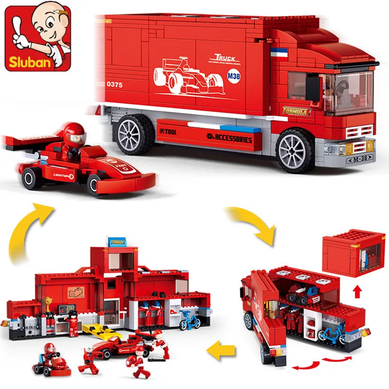 557 шт. 2IN1 город F1 формула гоночный автомобиль грузовик строительных блоков в