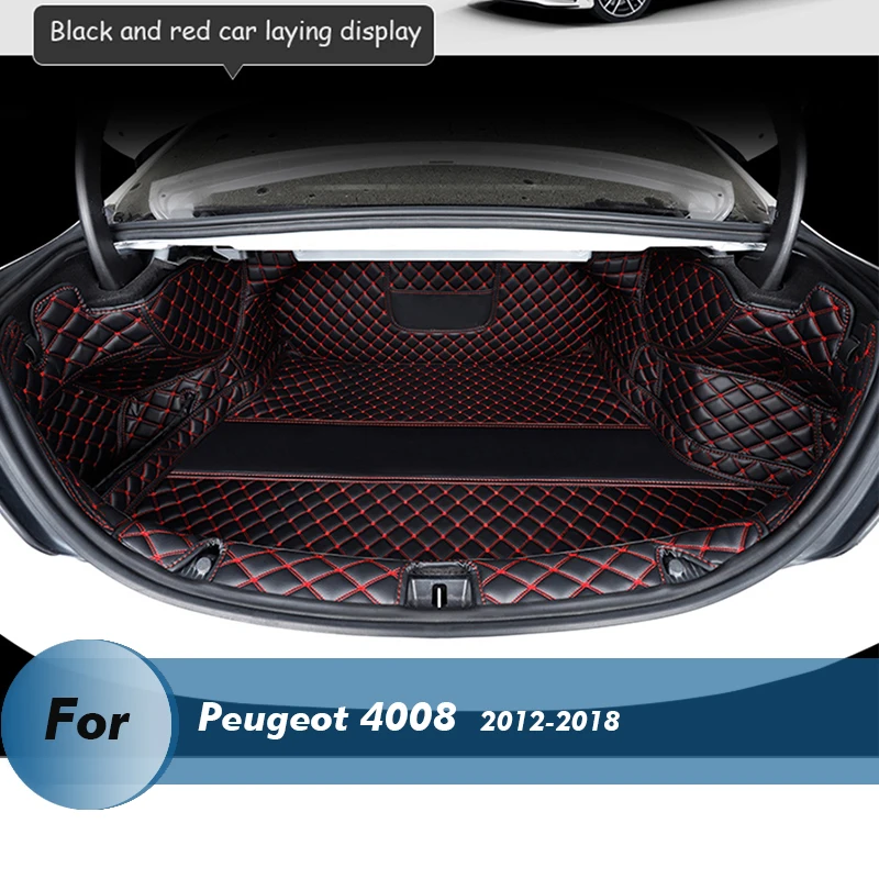 

Only bottom mat Leather Car Trunk Mat For Peugeot 4008 2012-2018 Cargo Liner Accessories Interior Boot
