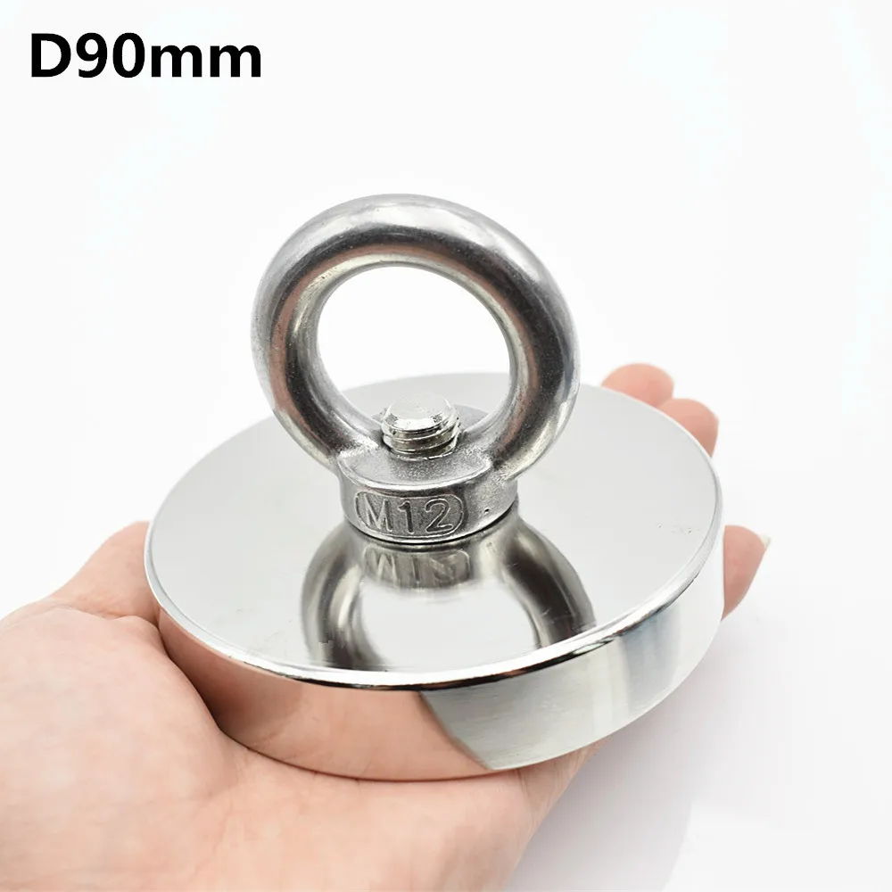 1 шт. D60mm рыболовный спасательный неодимовый магнит держатель Супер мощное отверстие круговое кольцо крюк постоянный глубокий море потянув крепление - Цвет: D90mm 250KG