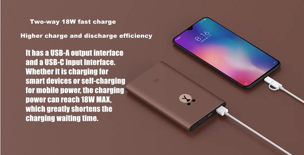 Xiaomi внешний аккумулятор коричневый медведь Ограниченная серия 10000 мАч 18 Вт Быстрая зарядка портативное зарядное устройство