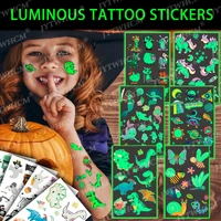 luminous temporary tattoo dinosaur stickers waterproof for child fake tattoos paste face arm safety body art cute animal sticker