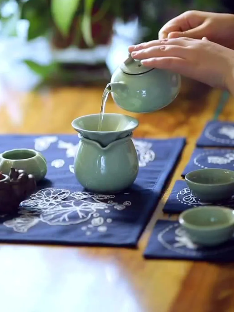 

DIY Embroidered Coasters Chinese style Material Package Embroidery Starter Cotton Linen Cup/Bowl Pads Square Placemats