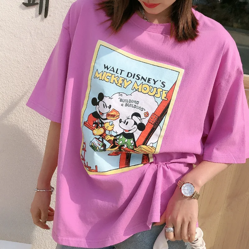 

Disney 2021 Mickey T-shirt short sleeve retro wild cartoon printing cute loose Harajuku T-shirt combi and bodysuits