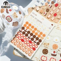 mr paper 6 designs 3pcslot cute bear daily deco washi diary stickers scrapbooking planner bullet journal doodling stationery