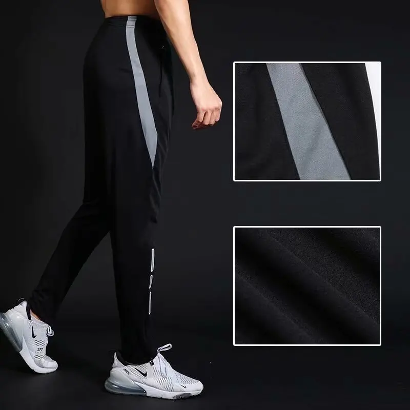 

Zip pocket Gym Running Pants Men Athletic Football Training pants Soccer sport Pants Fitness Workout Jogging Sport Trousers
