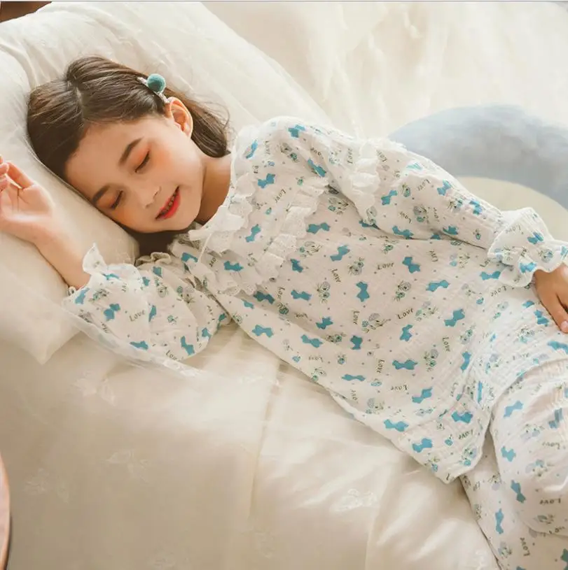 Детские пижамы принцессы с принтом новые кружевные лоскутные топы длинными