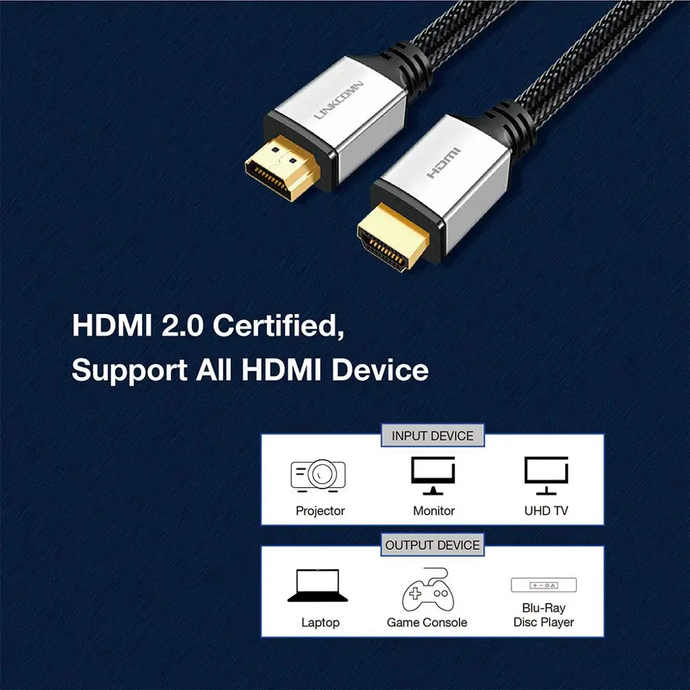 LINKCOMN HDMI кабель Позолоченный 1080P 3D 1 4 Версия HDTV высокая скорость 2 м 3 5 нейлоновая