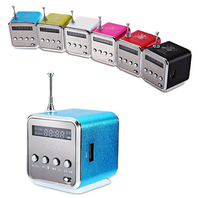 TD V26 Мини Bluetooth Колонка SD USB музыкальный плеер цифровое радио стерео Бас антенна