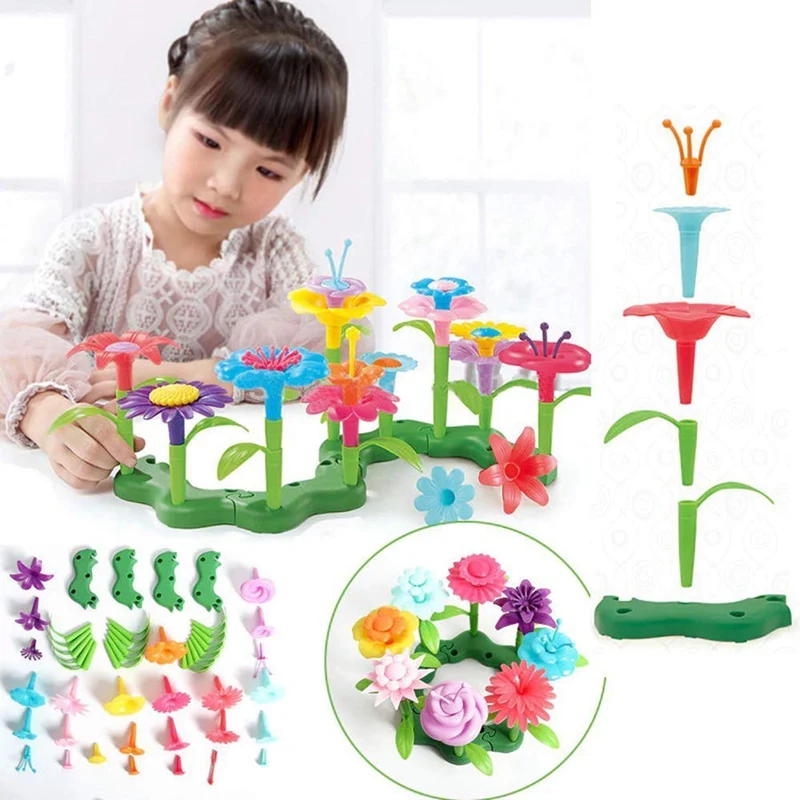 

46Pcs Diy Beads Flower Garden Building Block Toys for Children Flower Arrangement Garden Educational Toys for Kids