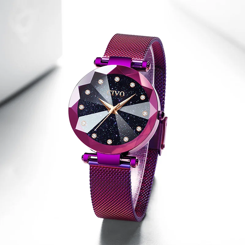 CIVO оптовая цена женские часы с кристаллами Роскошные водонепроницаемые