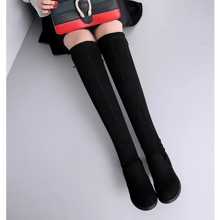 Женские универсальные ботфорты выше колена зимние теплые Сапоги на высоком