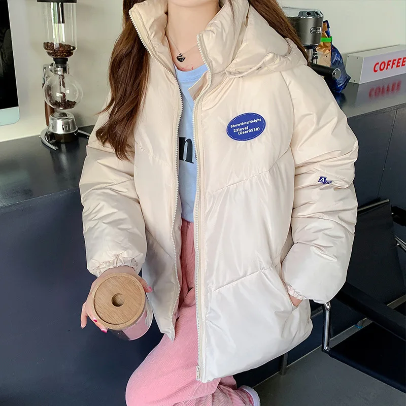 2021 Autumn Winter Oversized Purple Puffer Bubble Hooded Harajuku Clothes Solid Color Women Casual Thick Padded Jacket Parkas