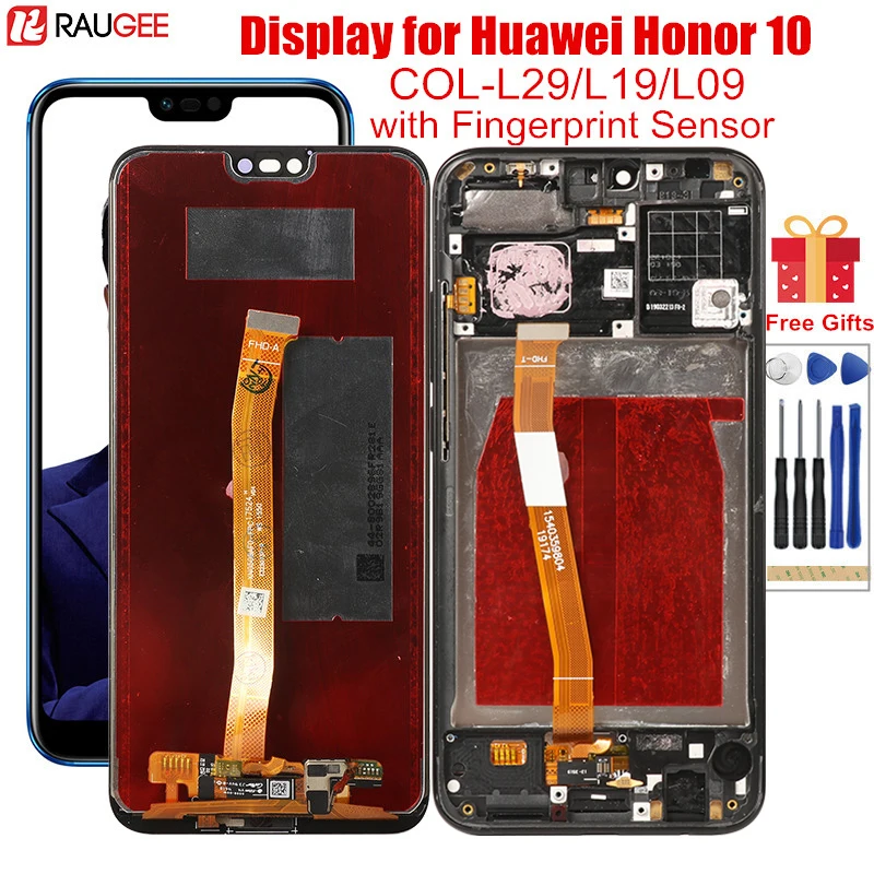 LCD Display for Huawei Honor 10 Lcd with Frame Fingerprint Sensor Screen Replacement Honor10 COL-L29/L19/L09 | Мобильные телефоны и