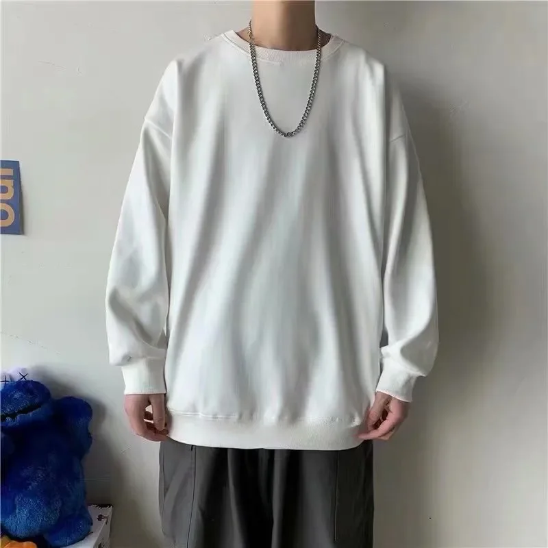 

Fashion hoodie men spring and autumn loose lazy style couple solid color top high street hip hop long sleeve T-shirt