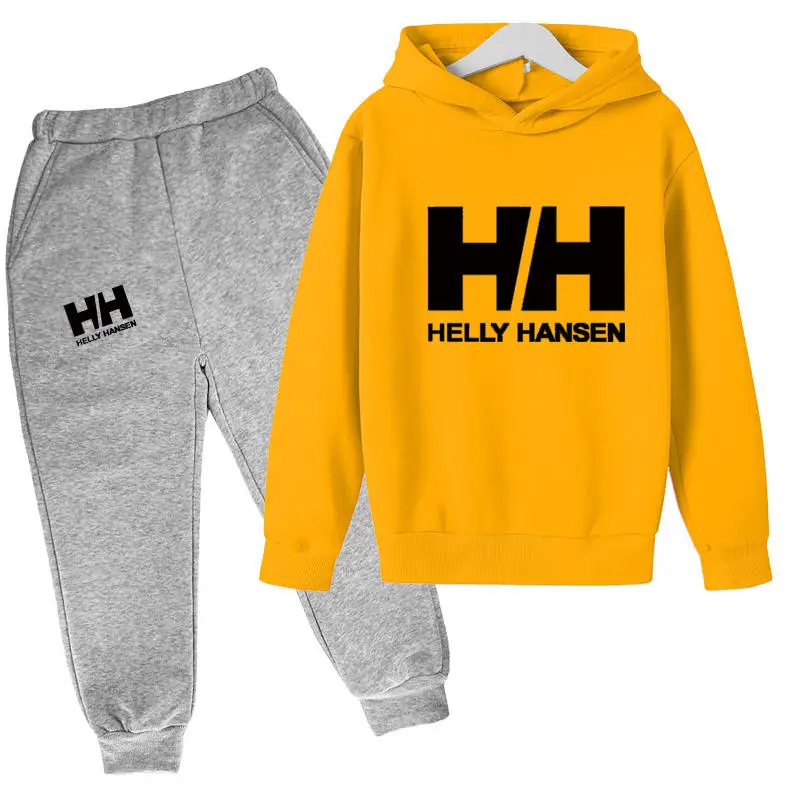

Спортивный костюм для мальчиков и девочек 4-14 лет, брендовый комплект из 2 предметов, кофта с капюшоном и штаны, комплект одежды на весну-осен...