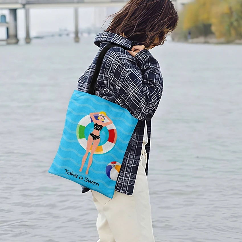 Уличная пляжная сумка-тоут с надписью Love Summer Fun принтом для женщин повседневная