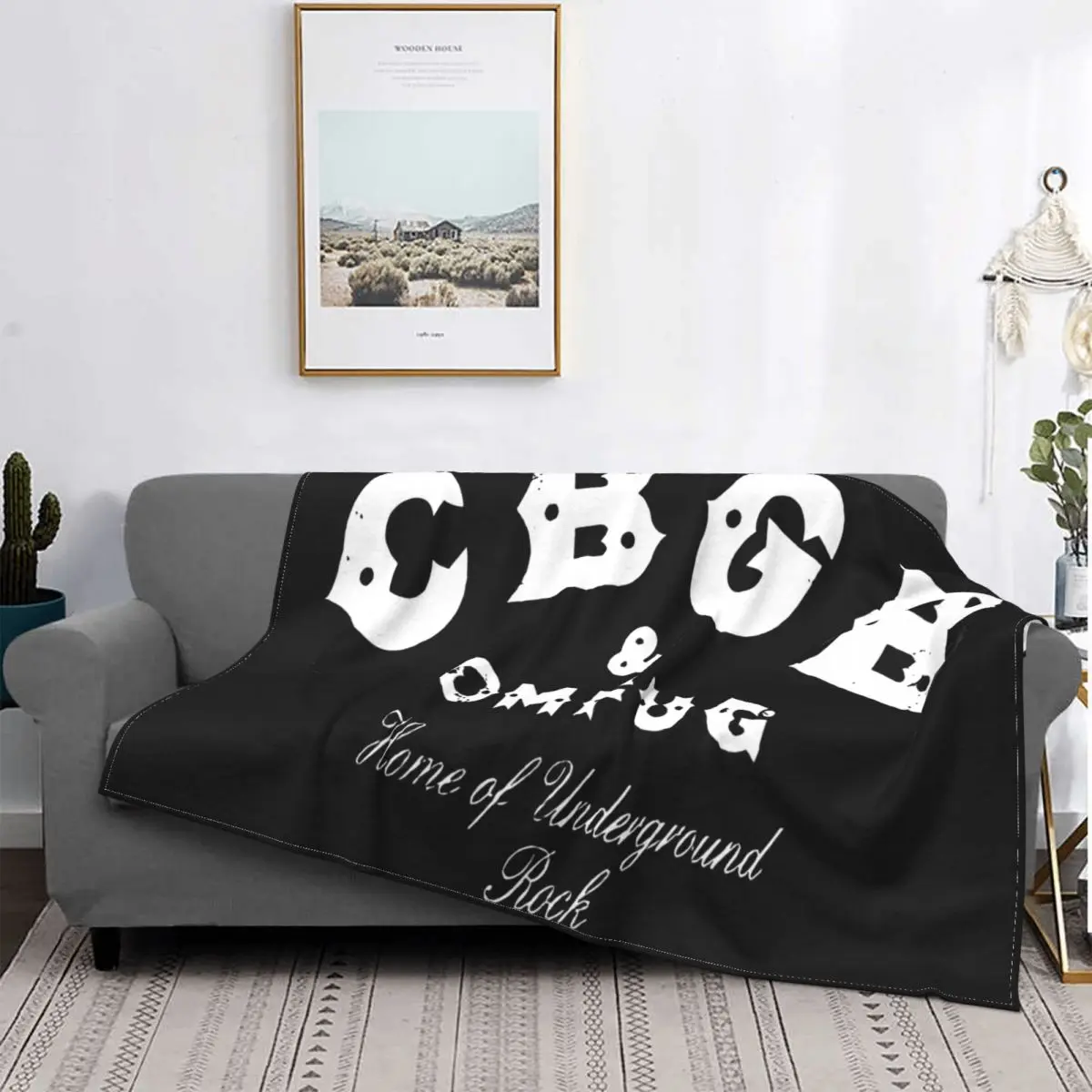 

Cbgb-colcha clásica ajustada con logotipo desgastado, manta de Jersey, a cuadros para cama colcha, manta con capucha