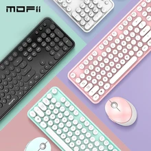 Mofii Wireless Keyboard and Mouse Combo USB Multimedia Girl 104 keycaps Keyboard and Mouse Set for Mac Computer Desktop Laptop