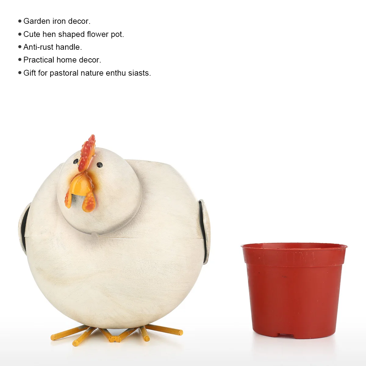 

New Modern Hen Flower Pot Iron Chicken Planter Handmade Indoor Outdoor Garden Decoration Home Art Flower Pot