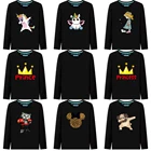 Футболка хлопковая с длинным рукавом и 3D-принтом, для мальчиков и девочек-подростков