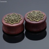 leosoxs 2 piece new wood rose flower ear pin ear auger reamer body piercing jewelry