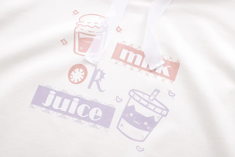 

Harajuku Kawaii Teen Girls Hoodie Cute Milk Juice Cartoon Women Hoody Sweatshirt Mori Vintage Striped Sweet pullover Clothes
