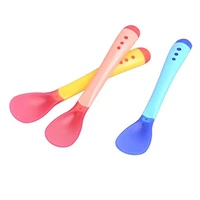 3pcs baby spoons small toddlers utensils plastic baby spoons infant feeding tool heat sensitive kids tableware