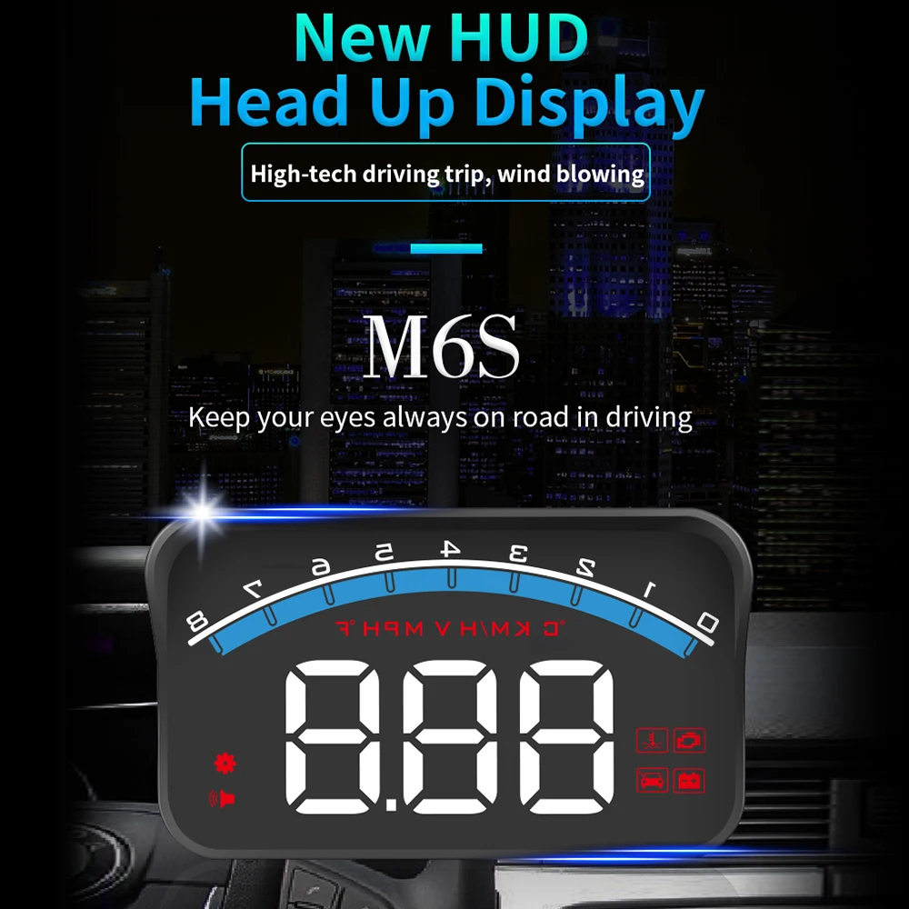 Универсальный Автомобильный Тахометр M6S HUD ODB II GPS Спидометр Скорость/температура