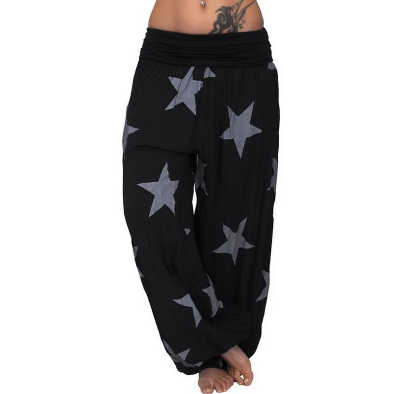 LOOZYKIT женские шаровары высокая эластичная талия принт со звездой длинные штаны