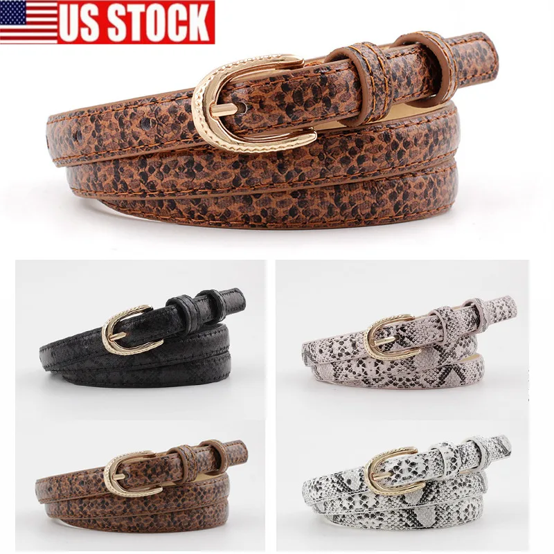 Новинка модный тонкий кожаный узкий пояс со змеиным принтом для женщин и девушек