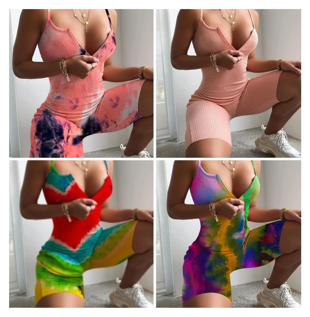 

Seamless Jumpsuit Yoga Sets Women Gym Shorts Sexy Push Up Sports Fitness Summer Sleeveless Tie dye Yoga Outfit Suit