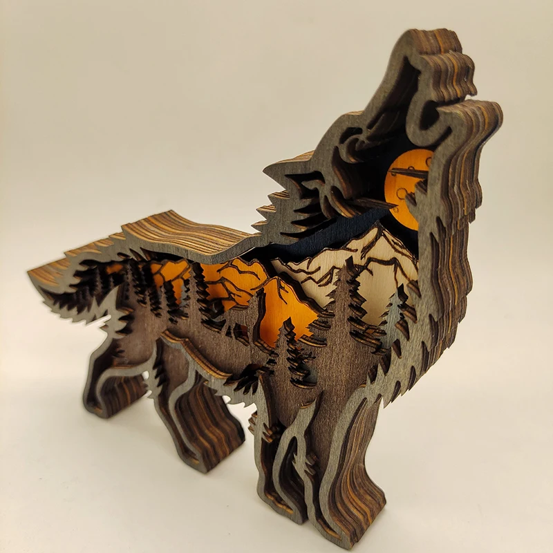 

Wooden Animals Carving Crafts Creative Multi-Layer Desktop Ornament for Home Living Room Office Decoration K888