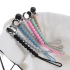 10 шт. силиконовых кейсов детская пустышка на цепочке с прищепкой цепи круглые бусины держатель для соски BPA бесплатные силиконовые пустышки для тренировки жевания поводки для собак детские игрушки Прорезыватель