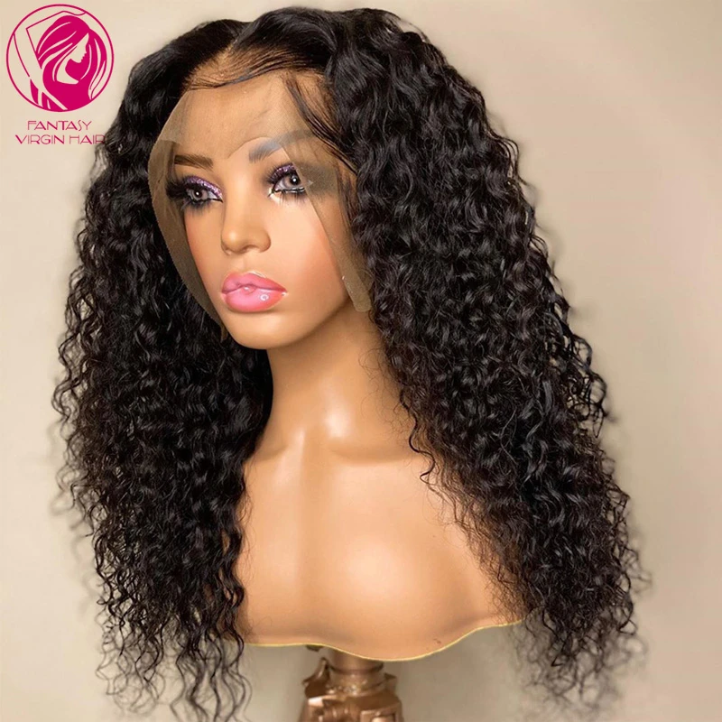 

Glueless Human Hair Lace Wig Curly 360 Lace Frontal Wigs for Women Brazilian Remy Hair PrePlucked 180% Thick Density Front Lace