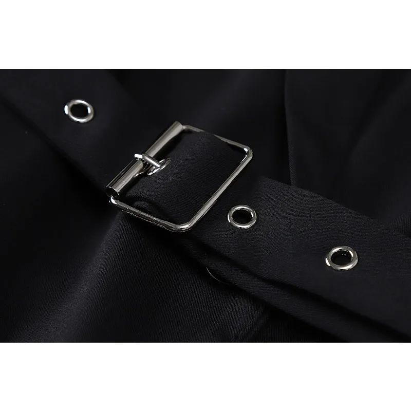 

PEONFLY Black Solid Color Women Office Ladies Blazer Jacket Casual Single Button Sashes Female 2021 Loose Female Blazer Outwear