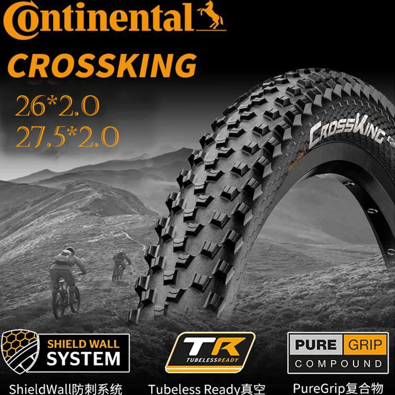 

1 PC Continental Crossking 26 / 27.5 * 2.0 Mountain Bike puncture-proof folding tire 180TPI folding tubeless tire MTB tire