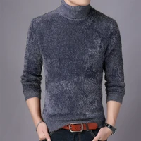 mens brand autumn winter turtleneck sweater 2021 new mens fashion business casual plush thick warm knitted pullover sweater