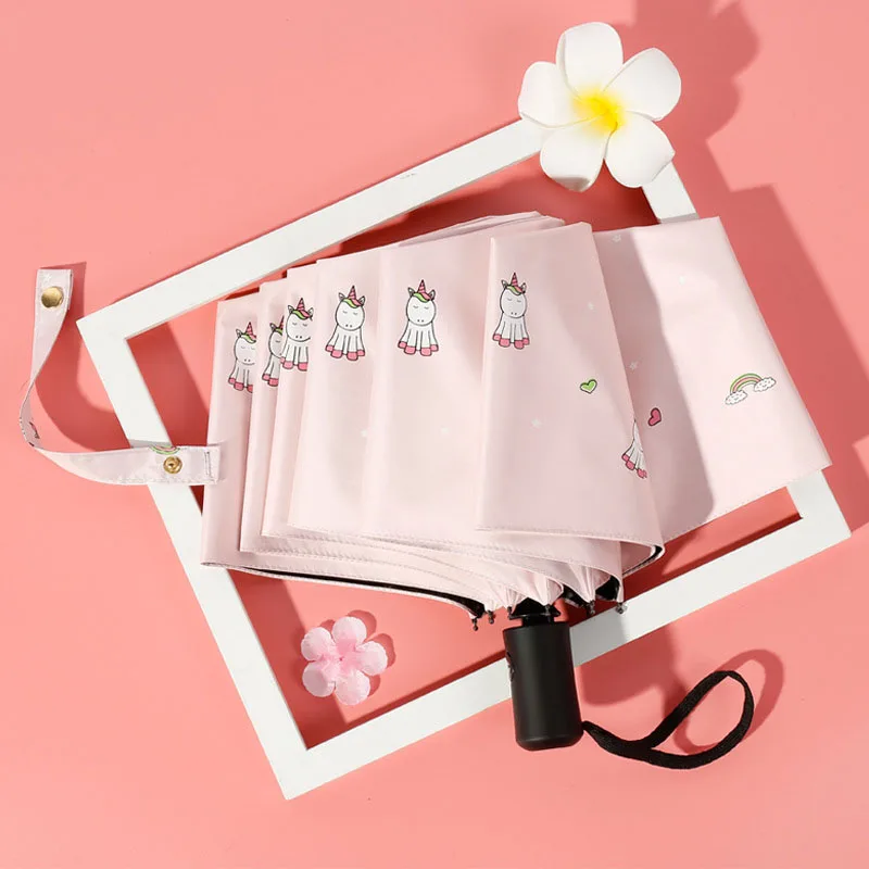 Новый Зонт с мультяшным единорогом женский зонт УФ защитой ветрозащитный