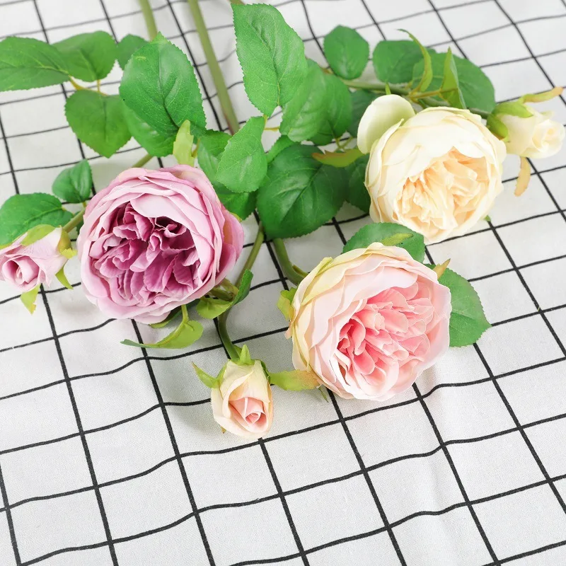 

50cm Artificial Pink Flowers, Austin Rose Silk Flowers, Wedding Bouquets,Family Gatherings,Banquet Party Decoration Fake Flowers