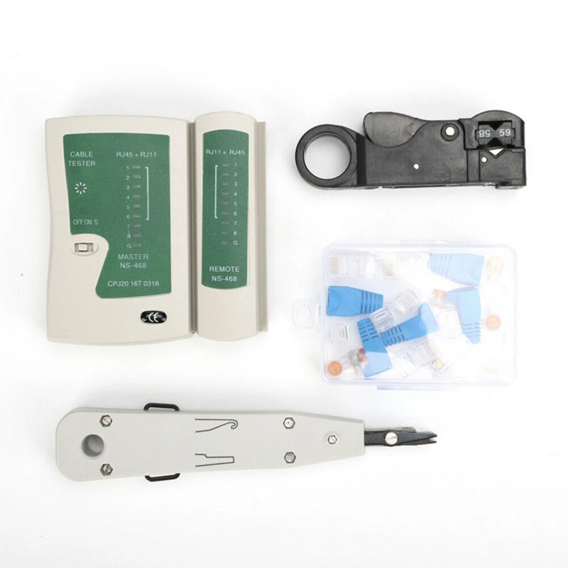 

14Pcs/Set Computer Network Repair Tool Kit LAN Cable Tester Wire Cutter Screwdriver Pliers Crimping Maintenance Tool Set