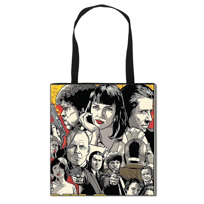 

Pulp Fiction Handbag Women Lady Shopping Bag Boys Girls High Capacity Travel Storage Bags Foldable Shoulder Bag