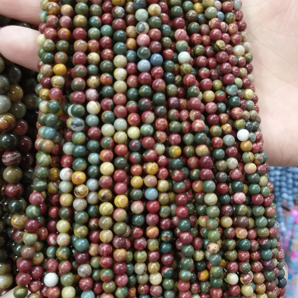 

Natural stone beads Picasso 4/6/8/10/12mm Round Ball loose beads for Jewelry Making Necklace DIY Bracelets Accessories