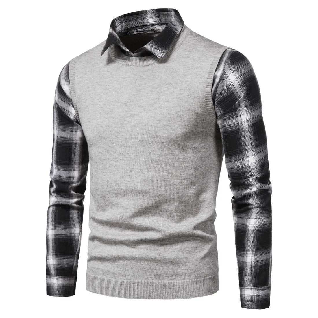 

2020 New Men's Sweater Male Pullovers Autumn Winter Britain Shirt Collar Casual woollen Sweaters Men Brand Clothing AK076