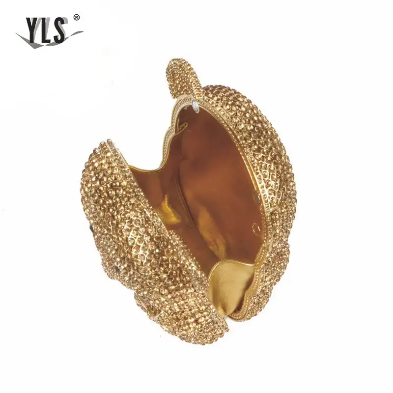 Золотистый вечерний клатч Женский Стильный в виде медведя панды с кристаллами