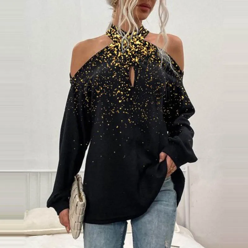 Пикантные футболки с открытыми плечами женские модные топы длинным рукавом и