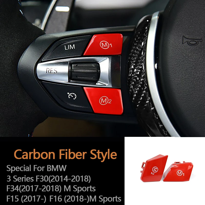 

Carbon Fiber Car Steering Wheel M1 M2 Mode Switch Button Fits for BMW M3 M4 M5 M6 X5M X6M F30 F34 F15 F16 Car Accessories