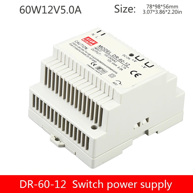 

Din Rail mounting power supply 60W rail switching power supply DR-60-12V5A foot power rail transformer 60W household industry