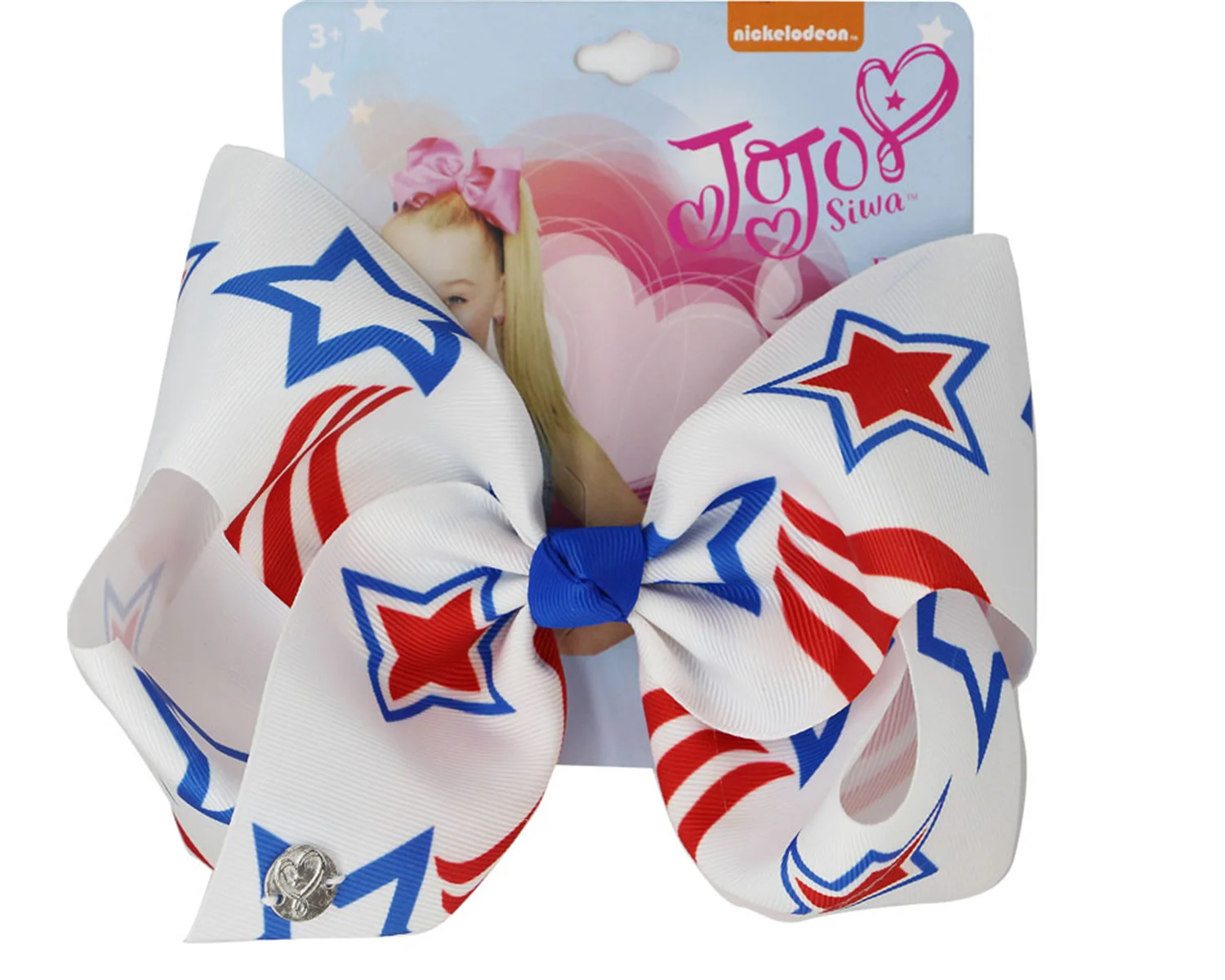 Новинка бант для волос заколка 8 дюймов пентаграмма красные и белые полосы